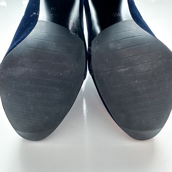 Zara Navy Blue Velvet Block Heel Lace Up Ankle Booties Zip Size 36 - Picture 11 of 16